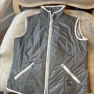 Bogner Gray Quilted Vest with Cream Accents